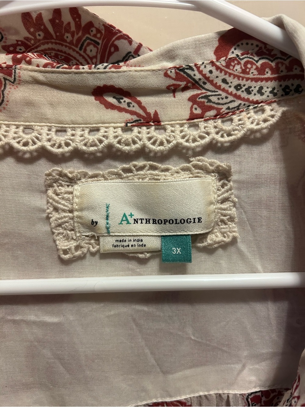 Anthropologie Maxi Dress in Cream and Red Paisley